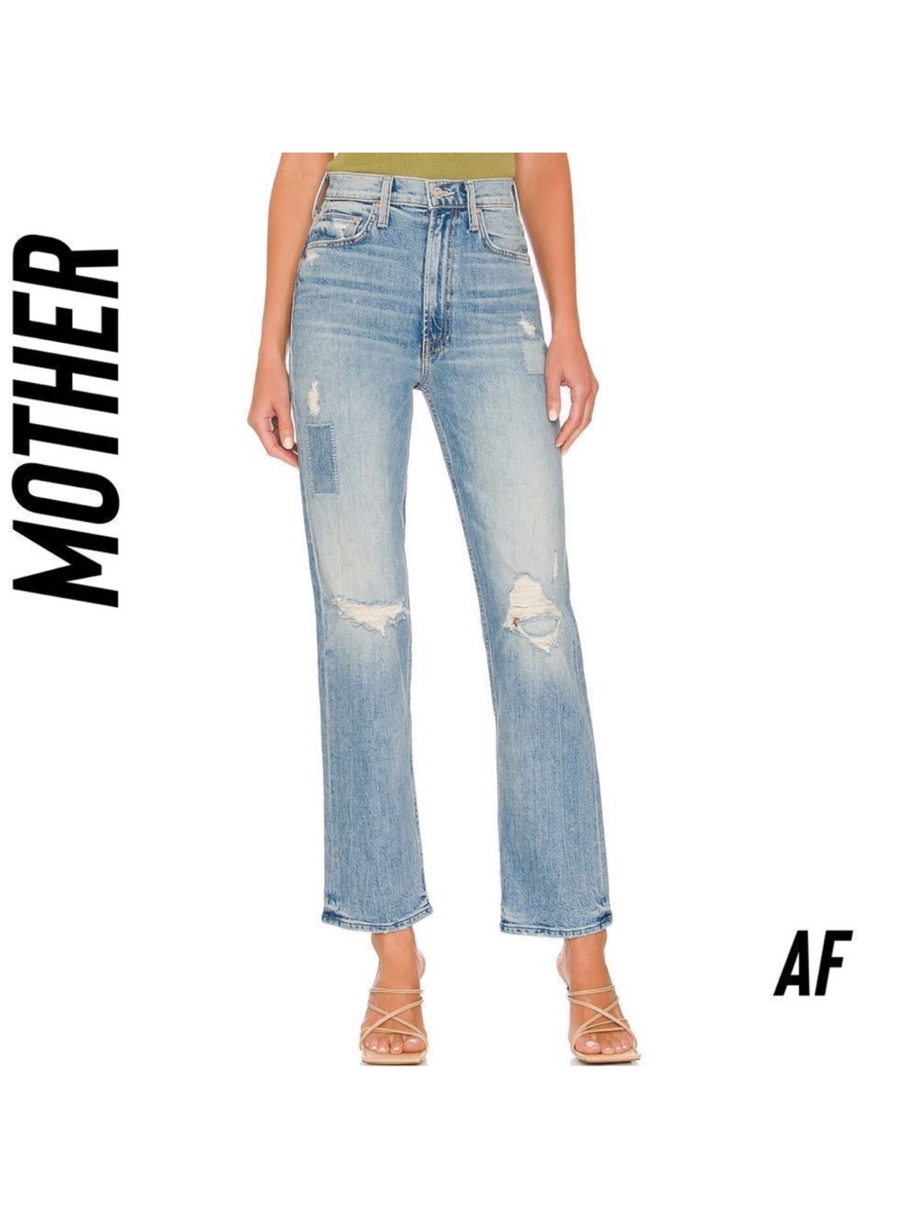 Mother Light Blue Distressed High Rise Women's Jeans